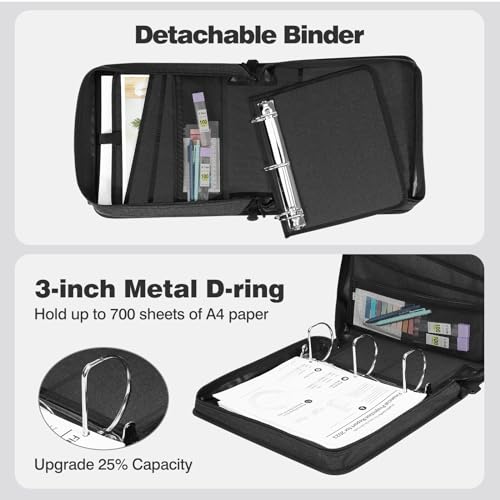 MoKo 3-Inch Zipper Binder with Shoulder Strap