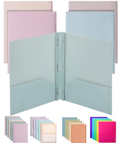 Mr. Pen 5-Pack Pastel Plastic Pocket Folders