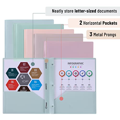 Mr. Pen 5-Pack Pastel Plastic Pocket Folders