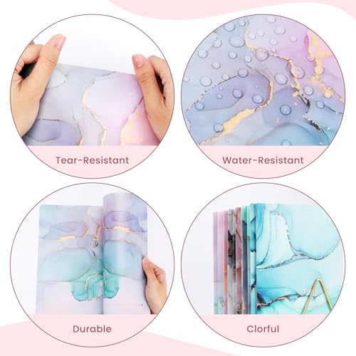 6-Pack Cute Marble Pocket Folders for Binders