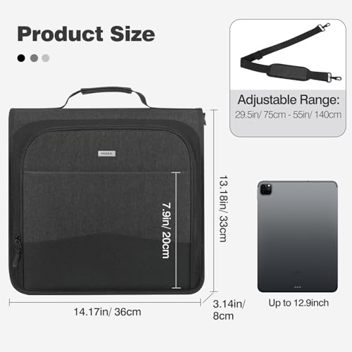 MoKo 3-Inch Zipper Binder with Shoulder Strap