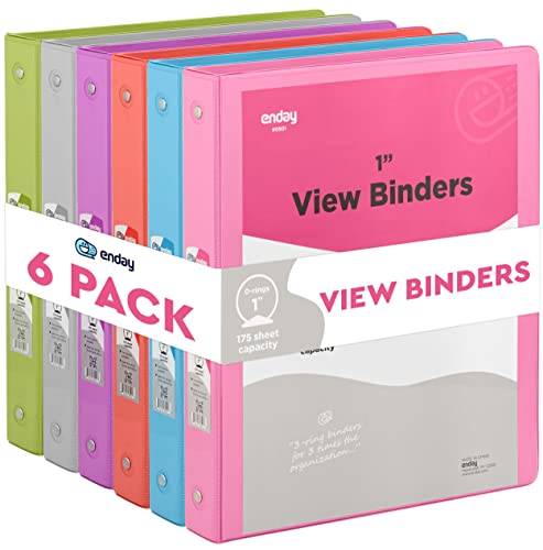 Multicolor 1-Inch Round Ring Binders with Pockets