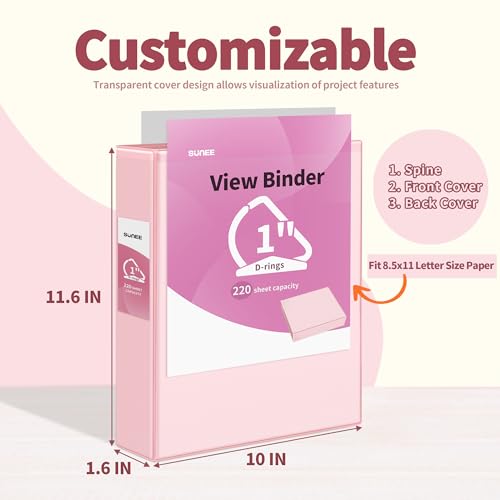 Pastel 1-Inch D Ring Binders - 4 Pack