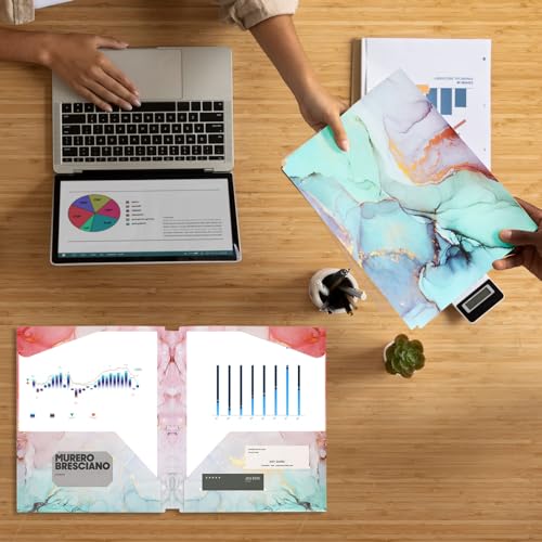 6-Pack Cute Marble Pocket Folders for Binders