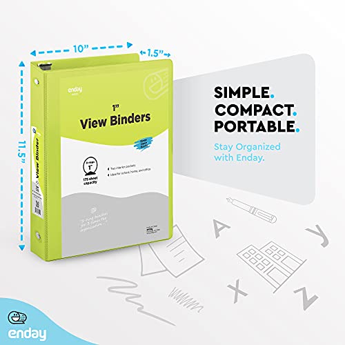 Multicolor 1-Inch Round Ring Binders with Pockets