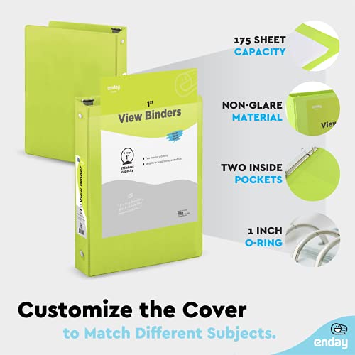 Multicolor 1-Inch Round Ring Binders with Pockets