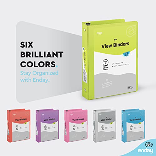 Multicolor 1-Inch Round Ring Binders with Pockets