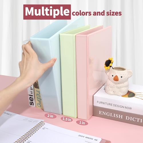 Pastel 1-Inch D Ring Binders - 4 Pack