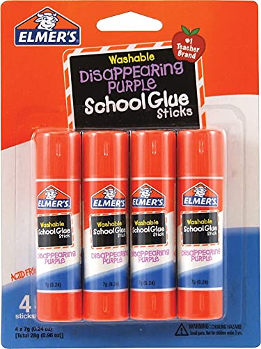 Elmer's Washable Disappearing Purple Glue Sticks, 4-Pack