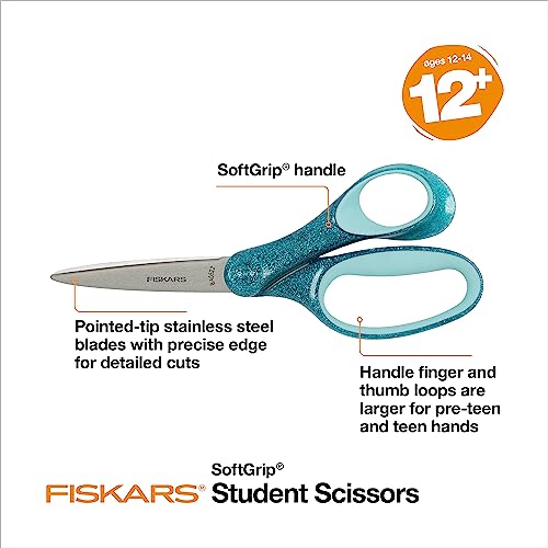 Fiskars Glitter Scissors for Kids - Turquoise