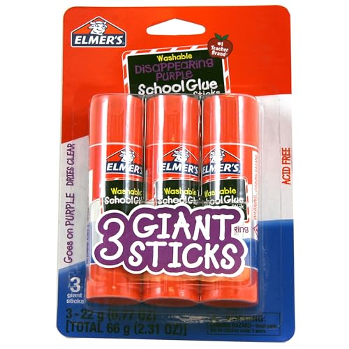 Elmer's Washable Disappearing Purple Glue Sticks, 3 Pack