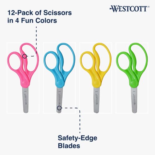 Westcott Kids' Blunt Tip Scissors, 12 Pack