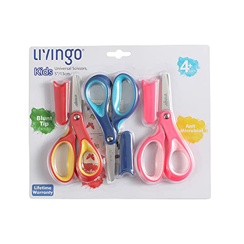 LIVINGO Kids Blunt Craft Scissors - 3 Pack