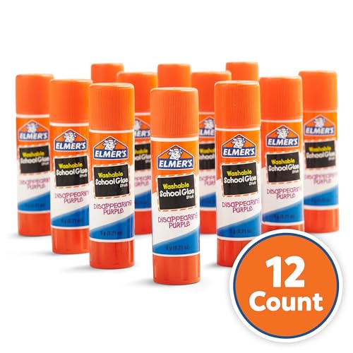 Elmer's Washable Purple Disappearing Glue Sticks, 12 Count