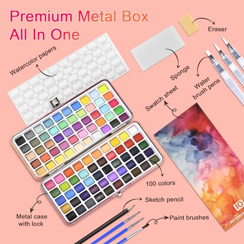 100-Color Watercolor Paint Set for All Ages