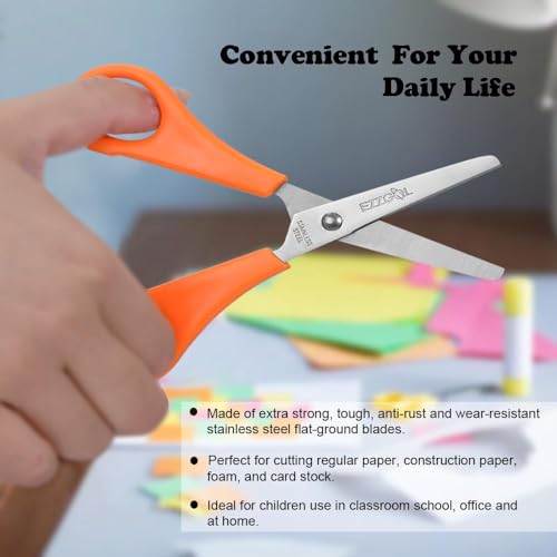 EZZGOL 48-Pack Kids Safety Scissors 5” Blunt Tip