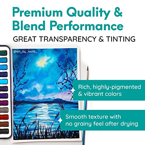 MozArt Watercolor Paint Set - 24 Vibrant Colors