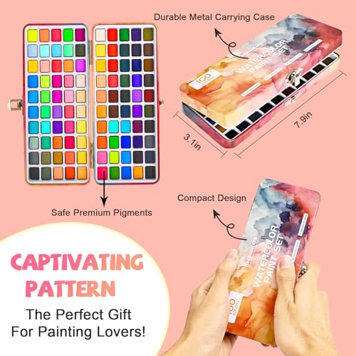 100-Color Watercolor Paint Set for All Ages