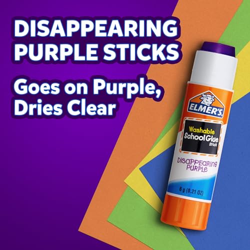 Elmer's Washable Purple Disappearing Glue Sticks, 12 Count