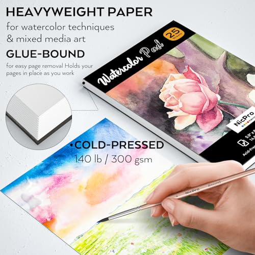 48-Piece Watercolor Paint Set with Brushes and Palette