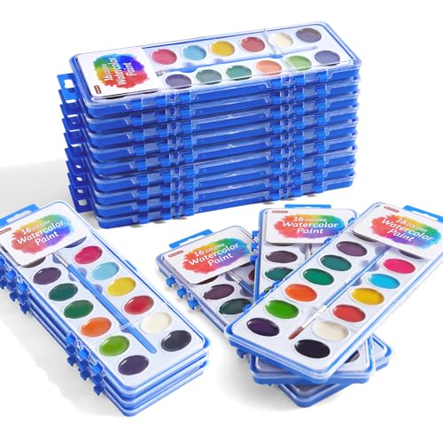 16-Color Watercolor Paint Set with Brushes