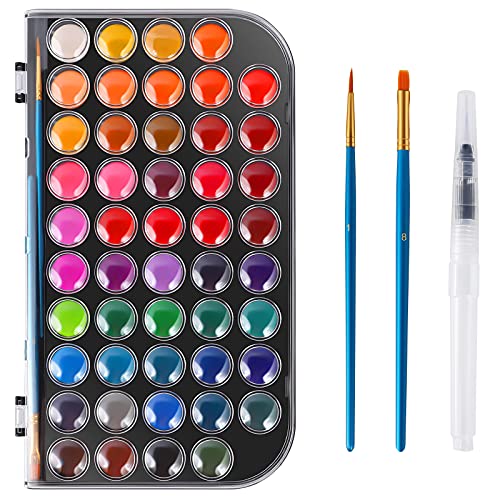 48-Color Washable Watercolor Paint Set with Brush