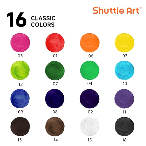 16-Color Watercolor Paint Set with Brushes