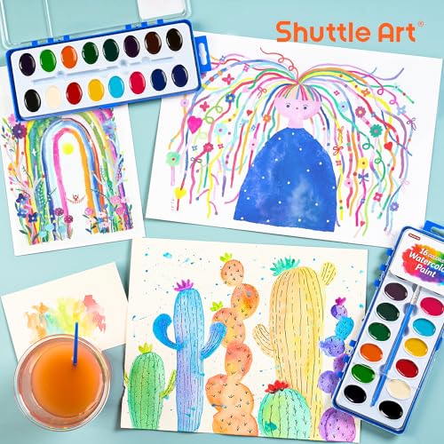 16-Color Watercolor Paint Set with Brushes