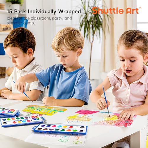 16-Color Watercolor Paint Set with Brushes