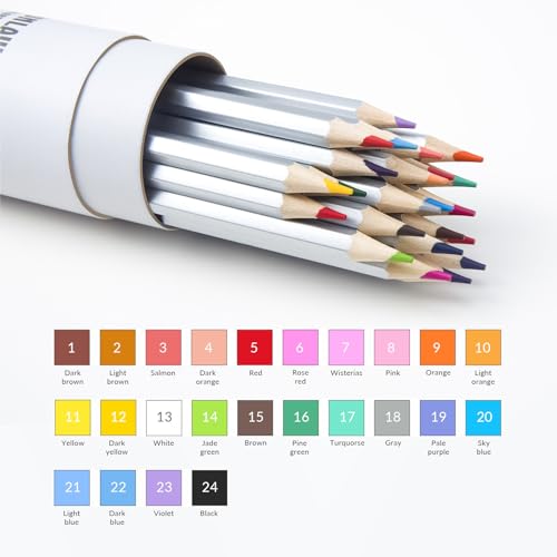 FUNLAVIE 24 Premium Colored Pencils for Art