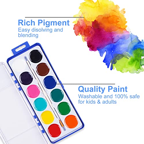 Keebor 12-Color Washable Watercolor Paint Set