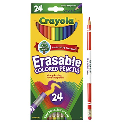 Erasable Colored Pencils for Kids - 24 Pack
