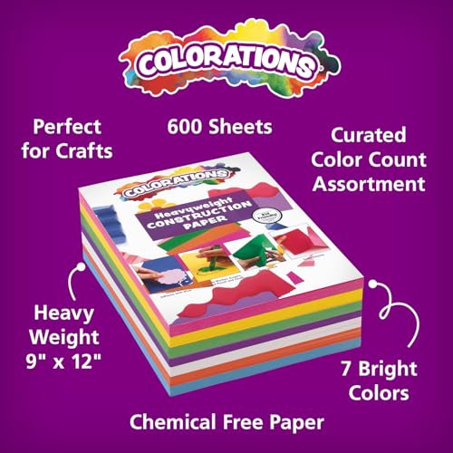Colorations 600 Sheets Heavy-Duty Construction Paper Set