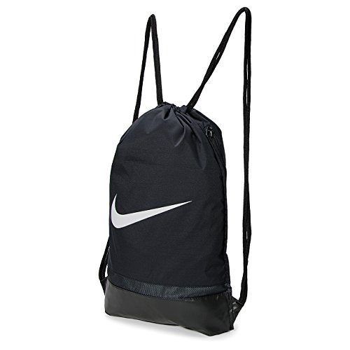 Nike Brasilia Black Drawstring Backpack with Zippered Sides
