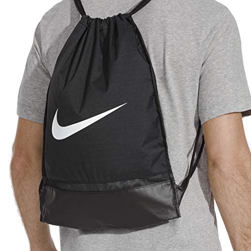 Nike Brasilia Black Drawstring Backpack with Zippered Sides