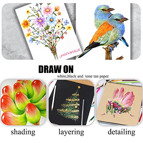 KALOUR 72-Count Soft Core Colored Pencils Set