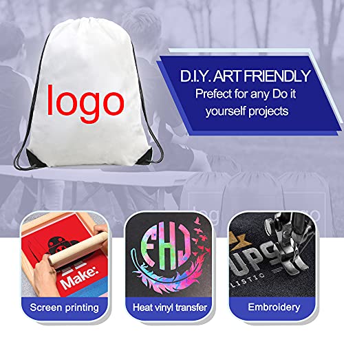 BeeGreen Bulk Drawstring Bags - 20 White Backpacks