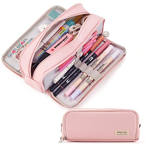 CICIMELON Large 3-Compartment Pencil Case - Pink