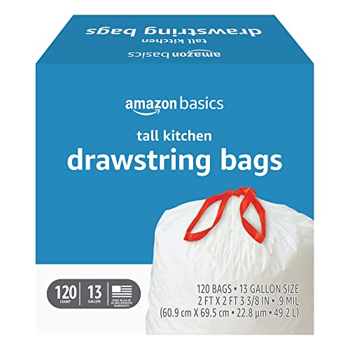 Amazon Basics 13 Gallon Tall Drawstring Trash Bags
