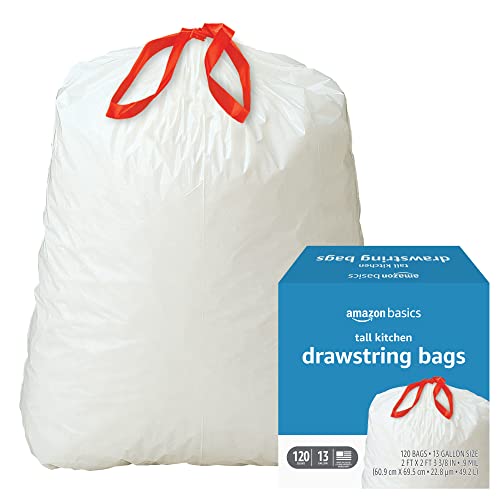 Amazon Basics 13 Gallon Tall Drawstring Trash Bags