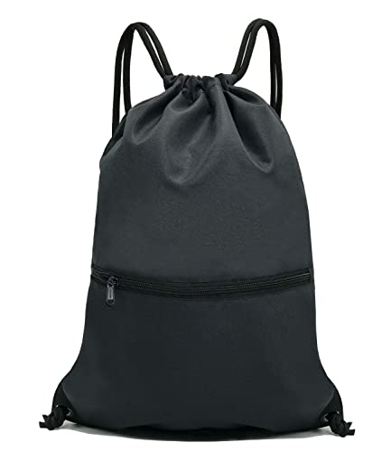 HOLYLUCK Black Drawstring Gym Backpack Bag