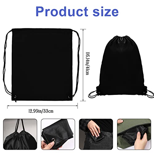 2-Pack Black Drawstring Gym Bags for Sports