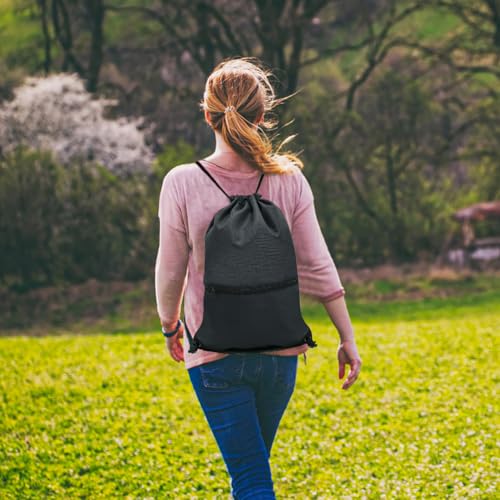 HOLYLUCK Black Drawstring Gym Backpack Bag
