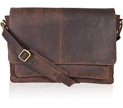 Adjustable Leather Messenger Bag for Laptops