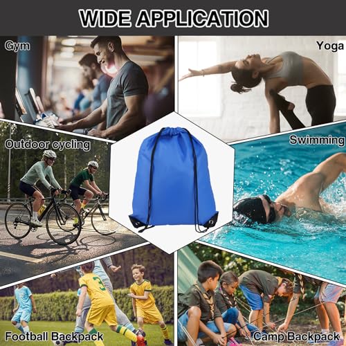 6-Pack Black Drawstring Gym Bags for Sports