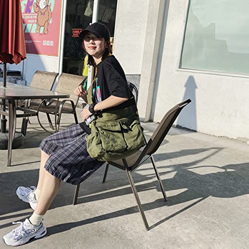 GAXOS Vintage Green Canvas Messenger Bag for School