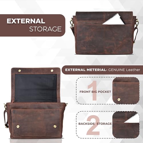 Adjustable Leather Messenger Bag for Laptops