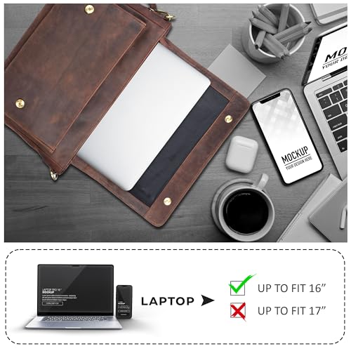 Adjustable Leather Messenger Bag for Laptops