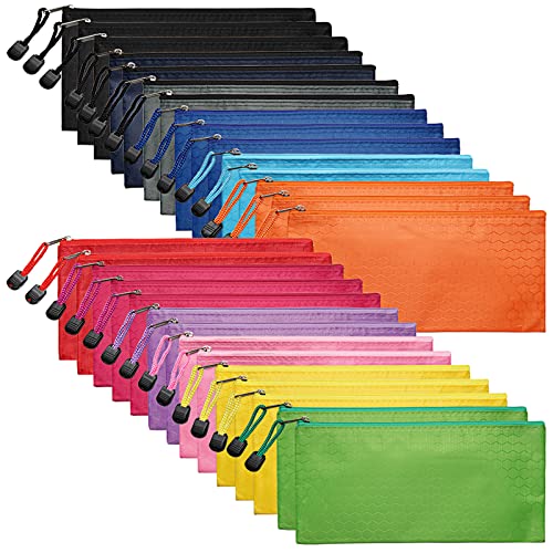 LABUK 29pcs Waterproof Zipper Pencil Pouches - 12 Colors