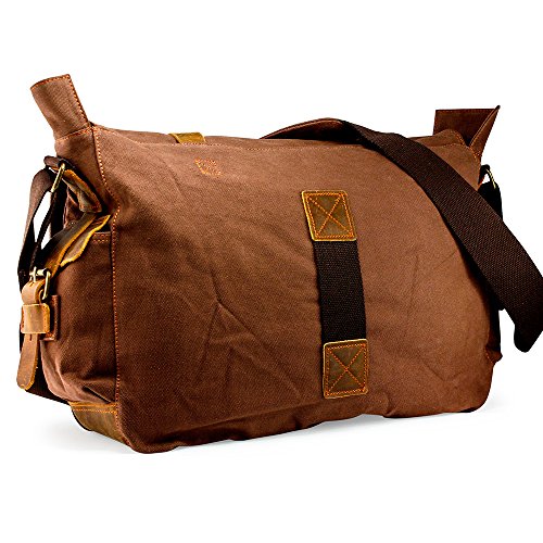 Vintage Canvas Leather 17-Inch Laptop Messenger Bag